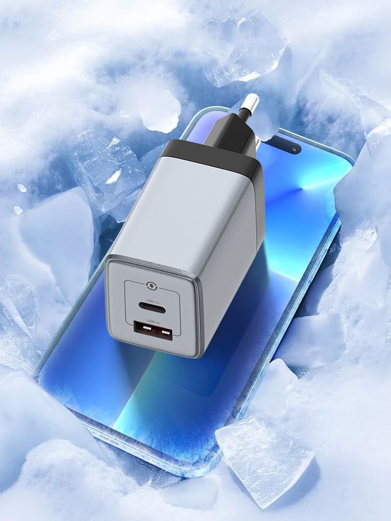 Hurtigoplader til Samsung Galaxy S25/S24/23, PD 45W med USB-C-kabel - Sort/Grå
