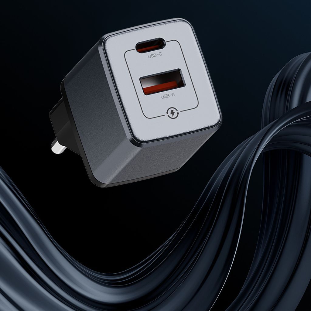 Snabbladdare USB-C 35W med 100W Kabel för iPhone 15, iPhone 16 & iPhone 17 – Svart/Grå