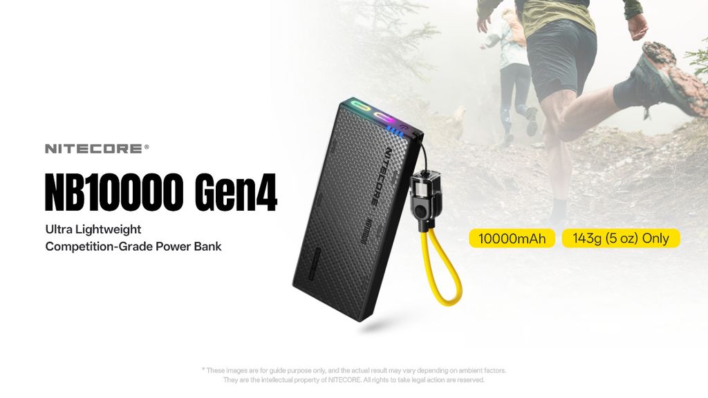 Nitecore NB10000 Gen4 Powerbank 10000mAh, 3A med 2 USB-C-porter