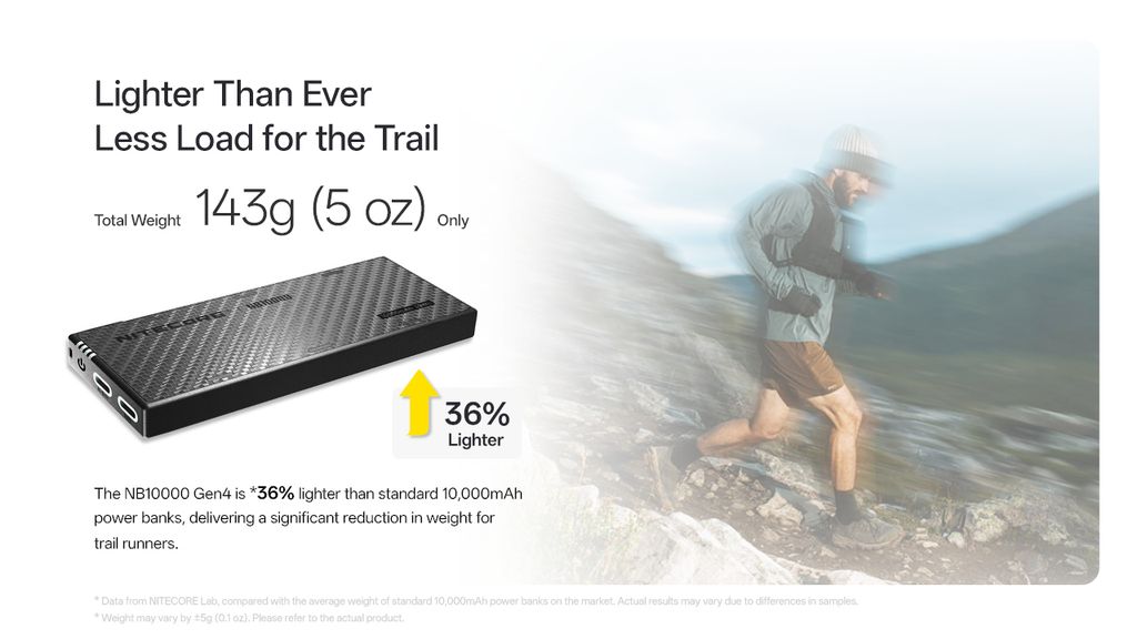 Nitecore NB10000 Gen4 Powerbank 10000mAh, 3A med 2 USB-C-porter
