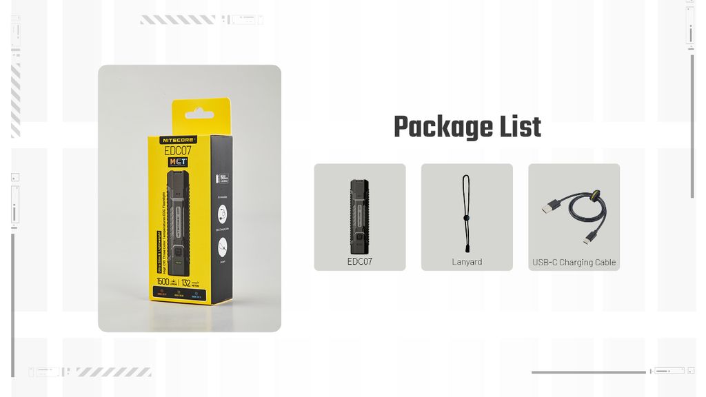 Nitecore EDC07 Ultra Slim Ficklampa LED 1500Lm med USB-C laddport