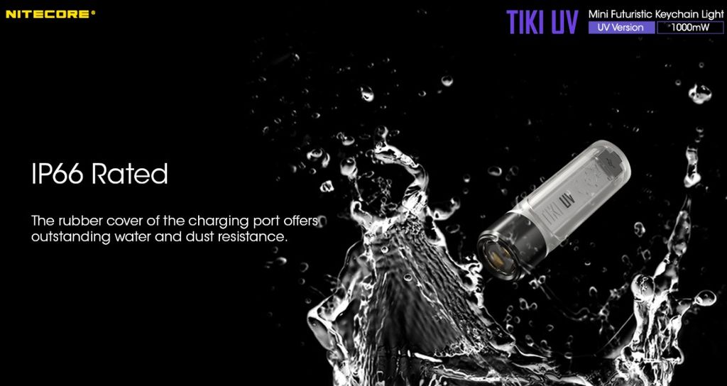 Nitecore TIKI UV Nyckelringsficklampa LED 70lm - Laddningsbar med USB-C