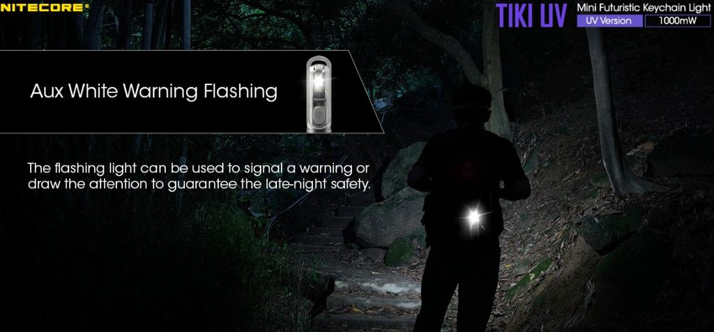 Nitecore TIKI UV Nyckelringsficklampa LED 70lm - Laddningsbar med USB-C