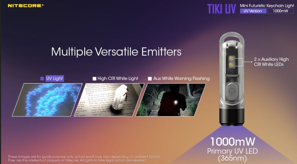 Nitecore TIKI UV Nyckelringsficklampa LED 70lm - Laddningsbar med USB-C