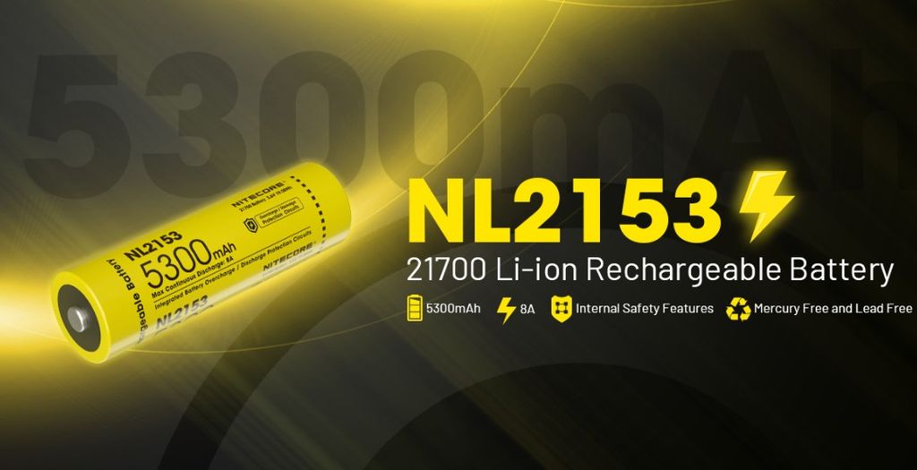 Nitecore NL2153 Li-ion 5300mAh 3,6V oppladbart 21700-batteri
