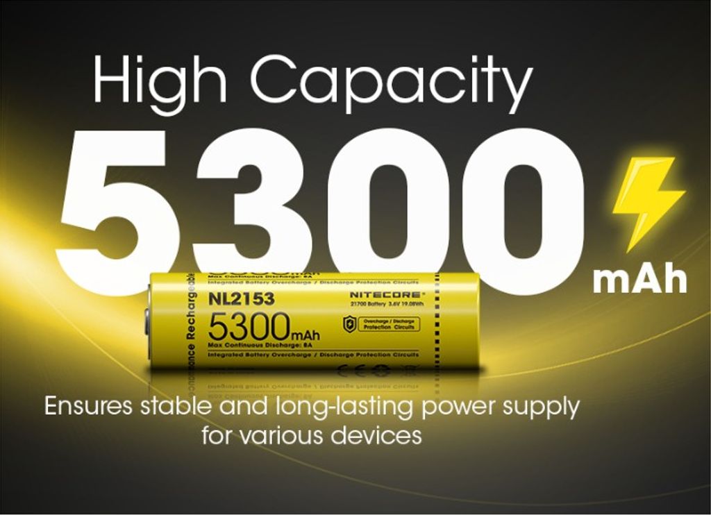 Nitecore NL2153 Li-ion 5300mAh 3,6V oppladbart 21700-batteri