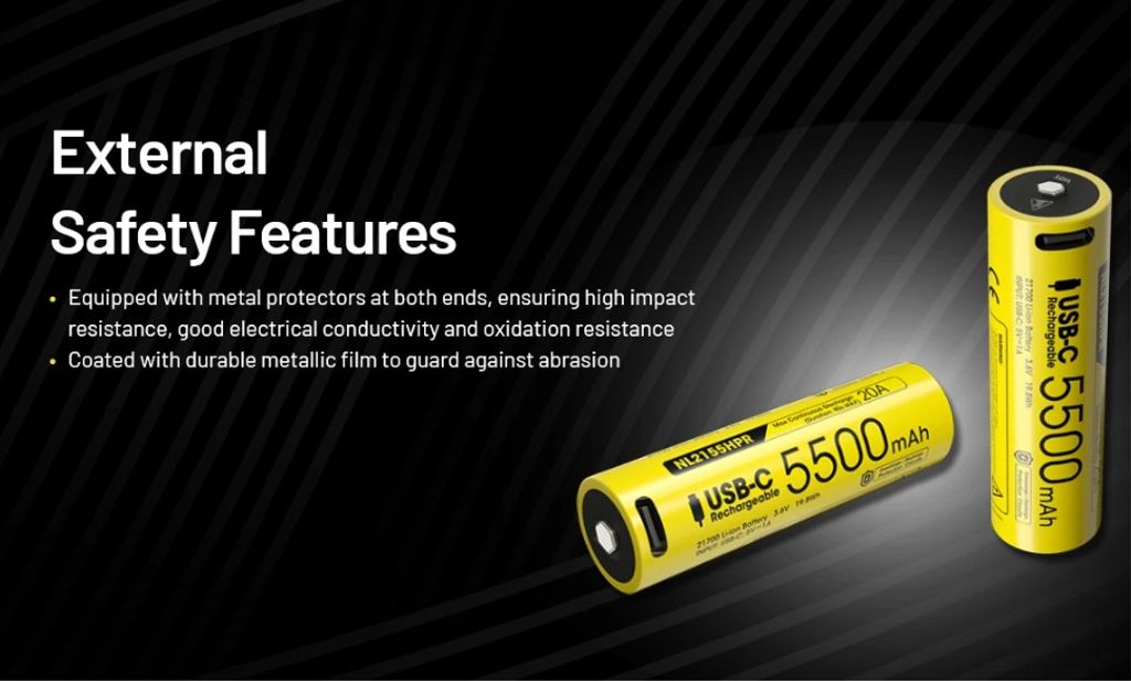 Nitecore NL2155HPR Li-ion 5500mAh 3.6V genopladeligt 21700 batteri med USB-C