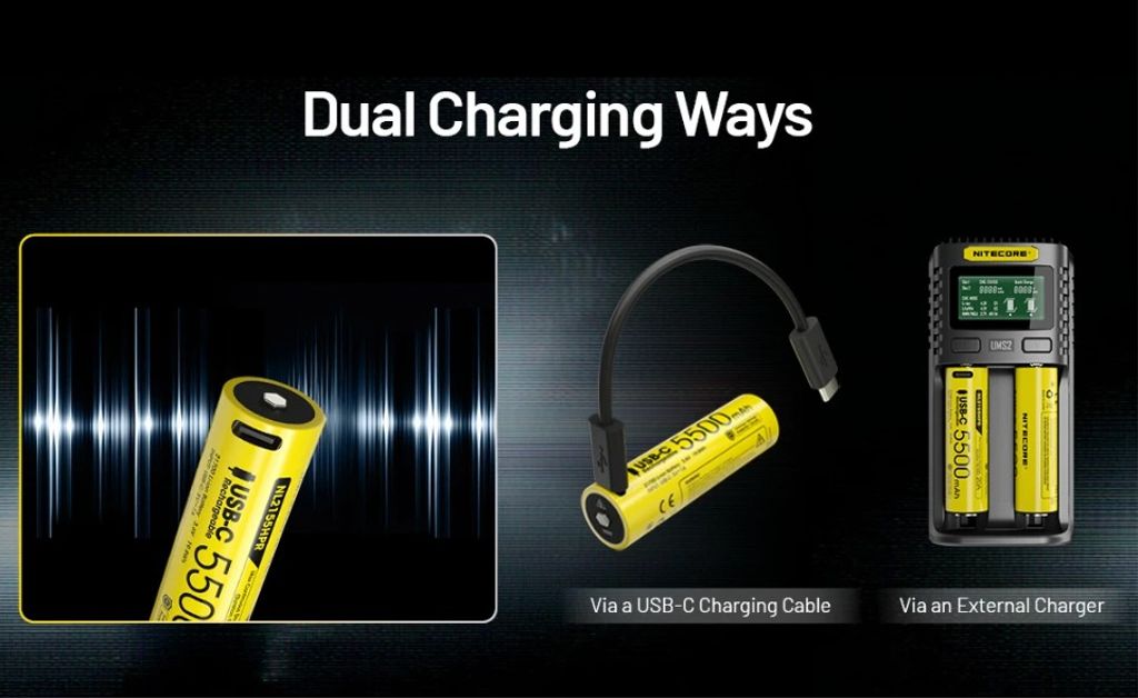 Nitecore NL2155HPR Li-ion 5500mAh 3.6V genopladeligt 21700 batteri med USB-C