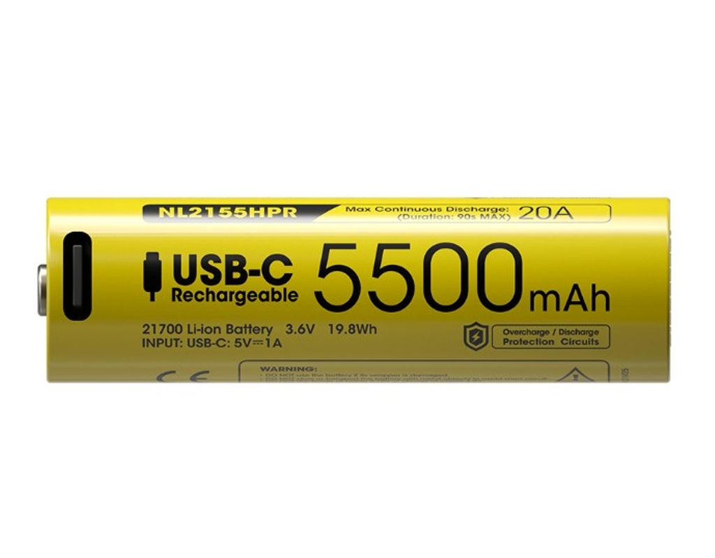 Nitecore NL2155HPR Li-ion 5500mAh 3.6V genopladeligt 21700 batteri med USB-C