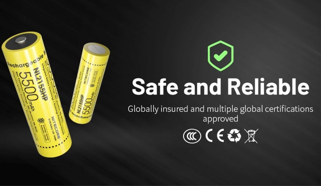 Nitecore NL2155HP Li-ion 5500mAh 3,6V genopladeligt 21700 batteri