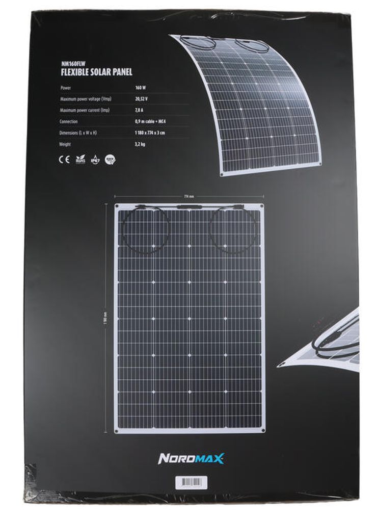 Nordmax fLexibel solpanel, Monokristallin 160 W