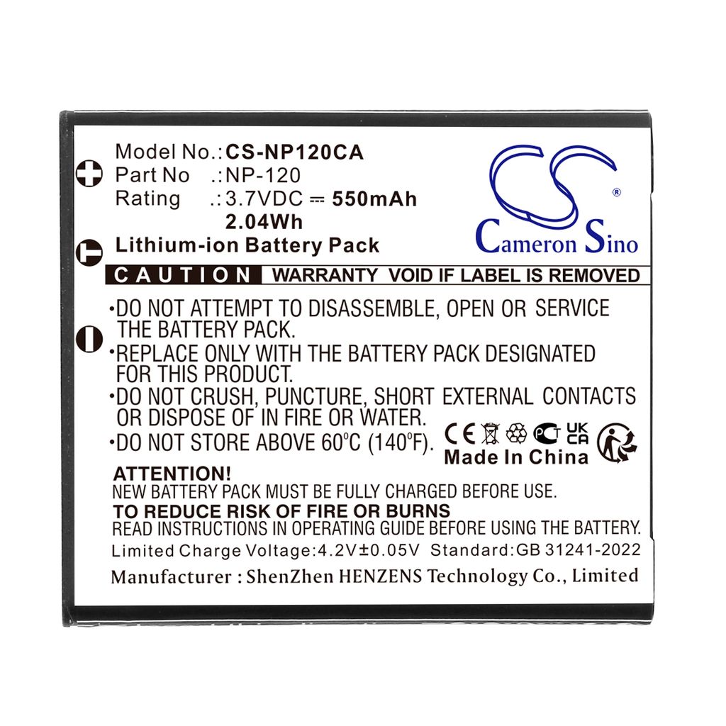 NP-120DBA für , 3,7V, 550mAh