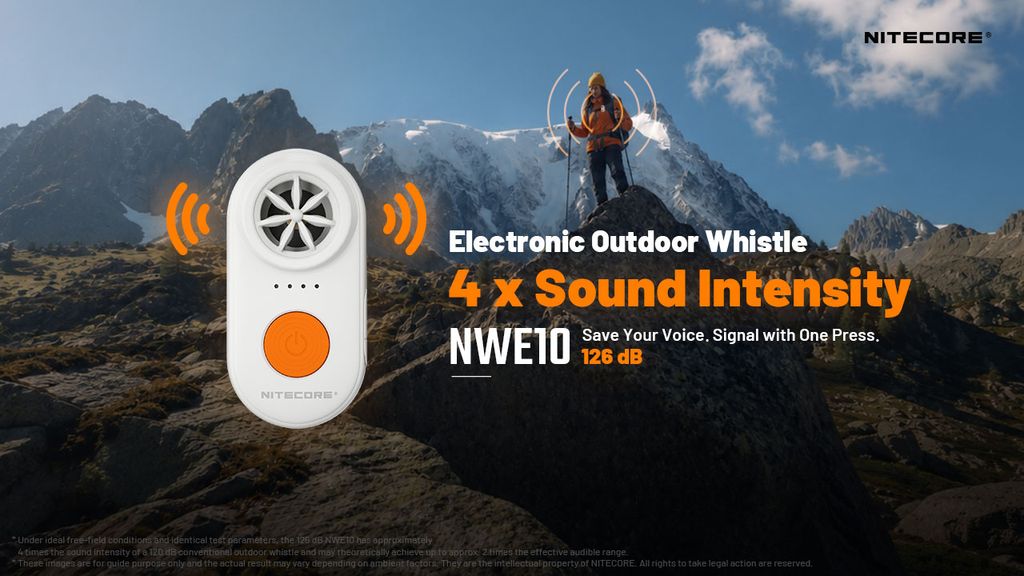 Nitecore NWE10 Wiederaufladbare Elektronische Notfallpfeife 126 dB – Weiß
