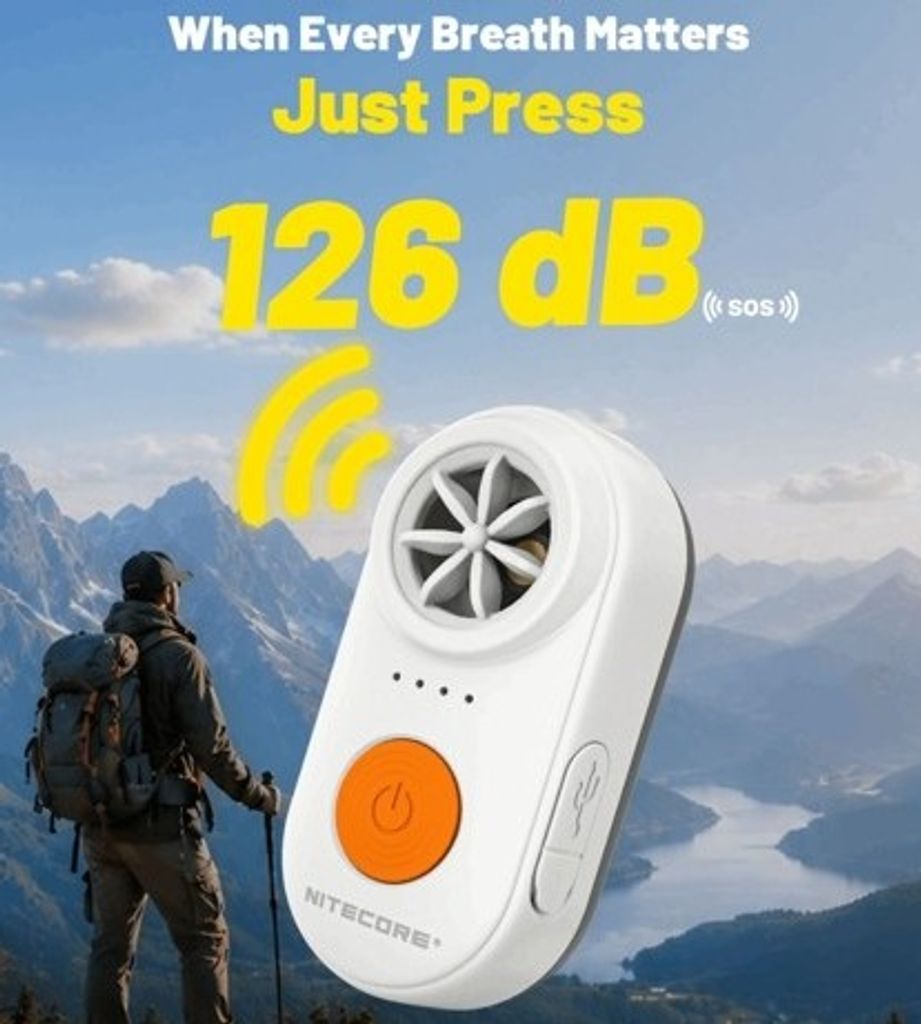 Nitecore NWE10 Uppladdningsbar Elektronisk Nödsignalvisselpipa 126 dB – Vit