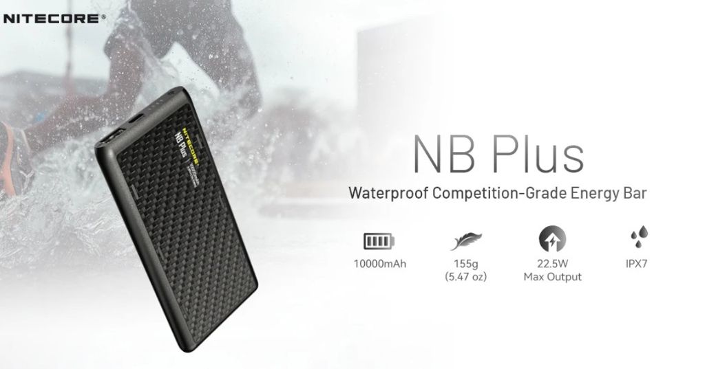 Nitecore NB Plus -varavirtalähde 10000mAh, 3A - ladattava USB-C- ja USB-A-liitännällä