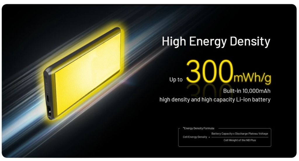 Nitecore NB Plus -varavirtalähde 10000mAh, 3A - ladattava USB-C- ja USB-A-liitännällä