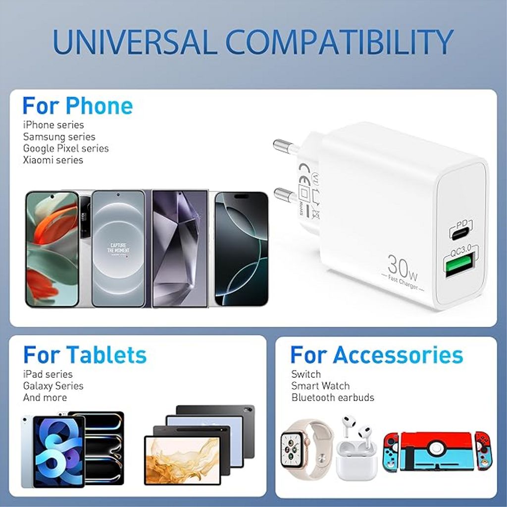 4Smarts Duos GaN Schnellladegerät 30W PD USB-C/USB-A – weiß