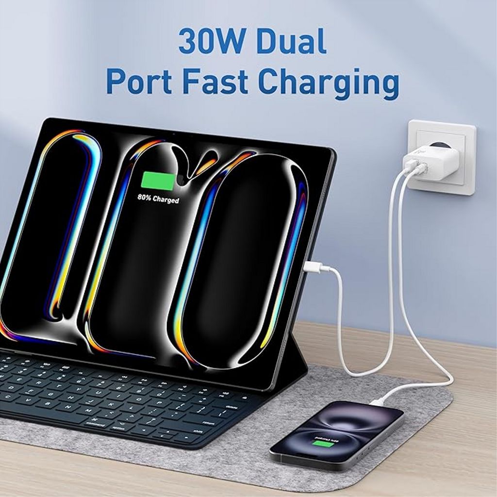 4Smarts Duos GaN Schnellladegerät 30W PD USB-C/USB-A – weiß