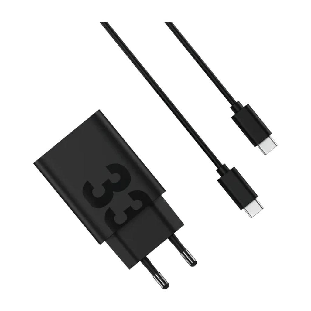 Motorola TurboPower 33W vegglader USB-A med USB-A til USB-C-kabel – svart