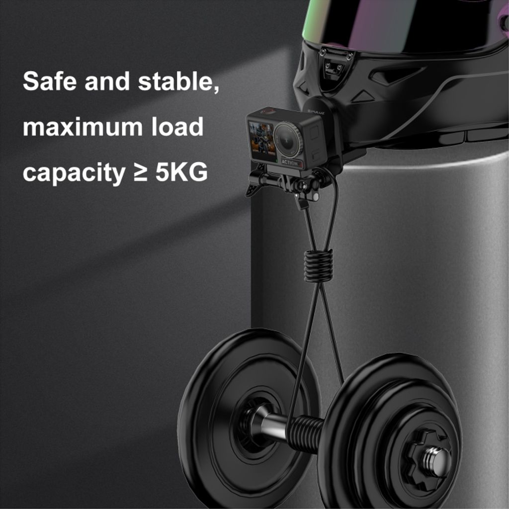 PULUZ hageklemme til motorcykelhjelm til GoPro – Sort