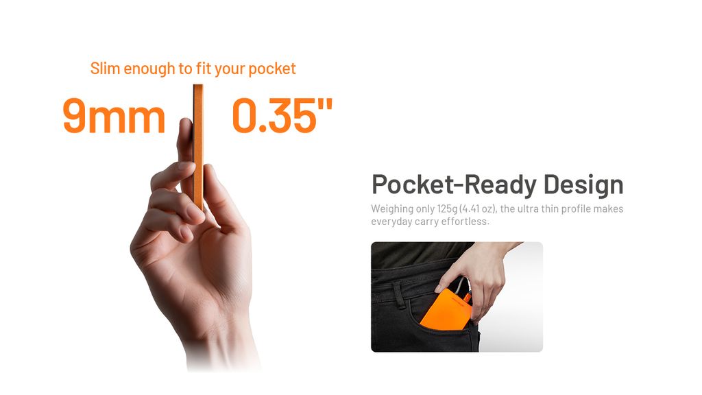 Nitecore POCKET 5 Powerbank 5000mAh Orange med inbyggd USC-C kabel