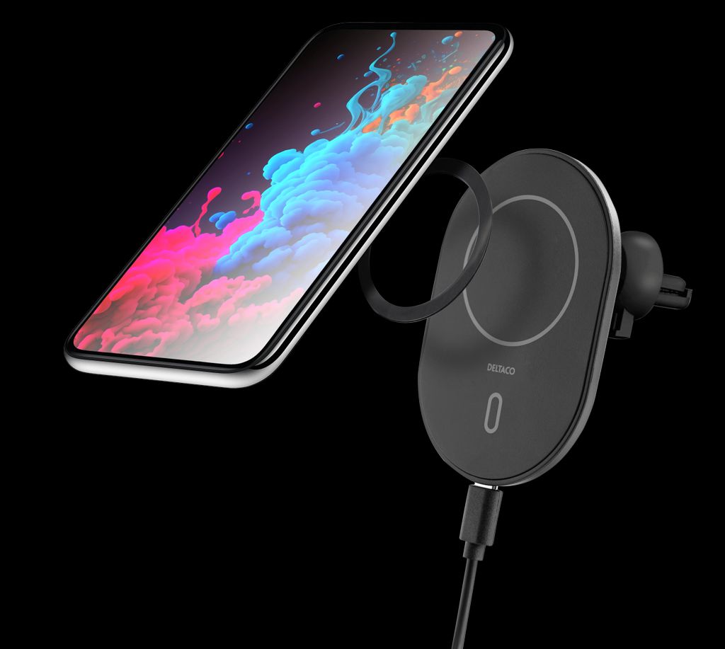 Wireless car charger, magnet – Svart
