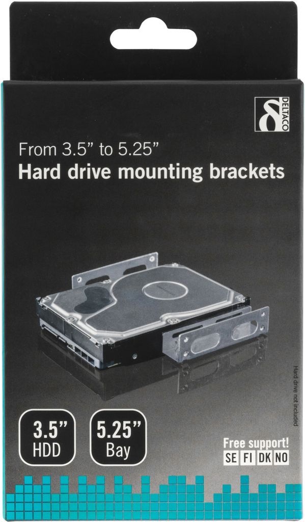 Deltaco monteringsbraketter for 3,5" harddisk i 5,25" plass