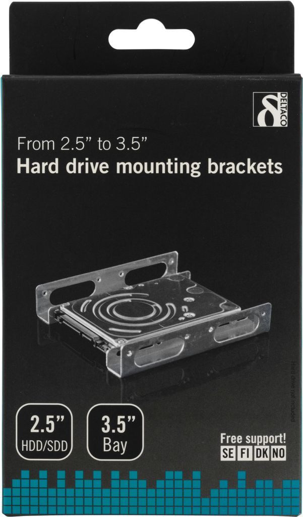 Deltaco monteringsbraketter for 2,5-tommers harddisk i 3,5-tommers spor