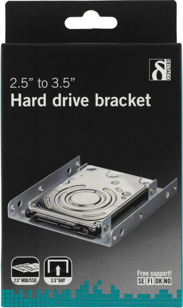 Deltaco monteringsramme 2,5" HDD til 3,5" - sølv