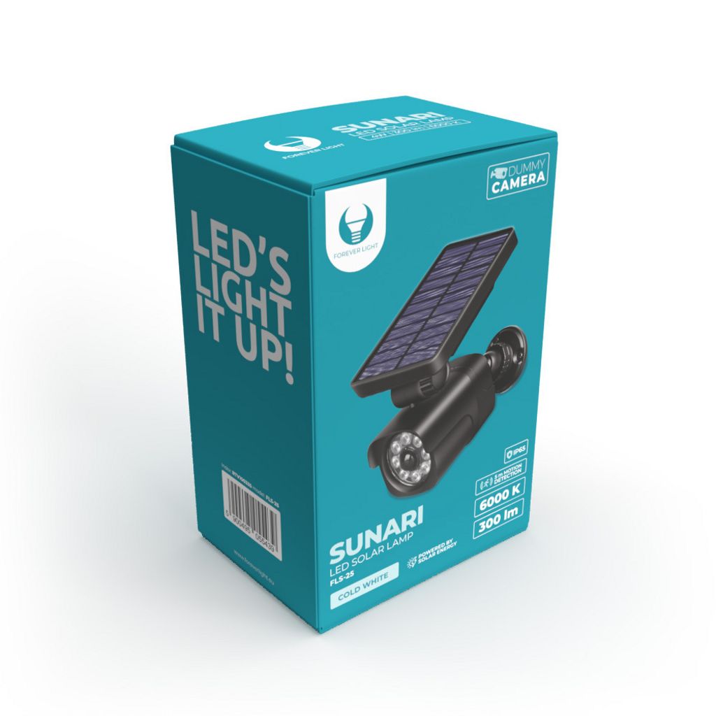 Forever Light Sunari solcells LED-lampa med rörelsesensor och dummy kamera