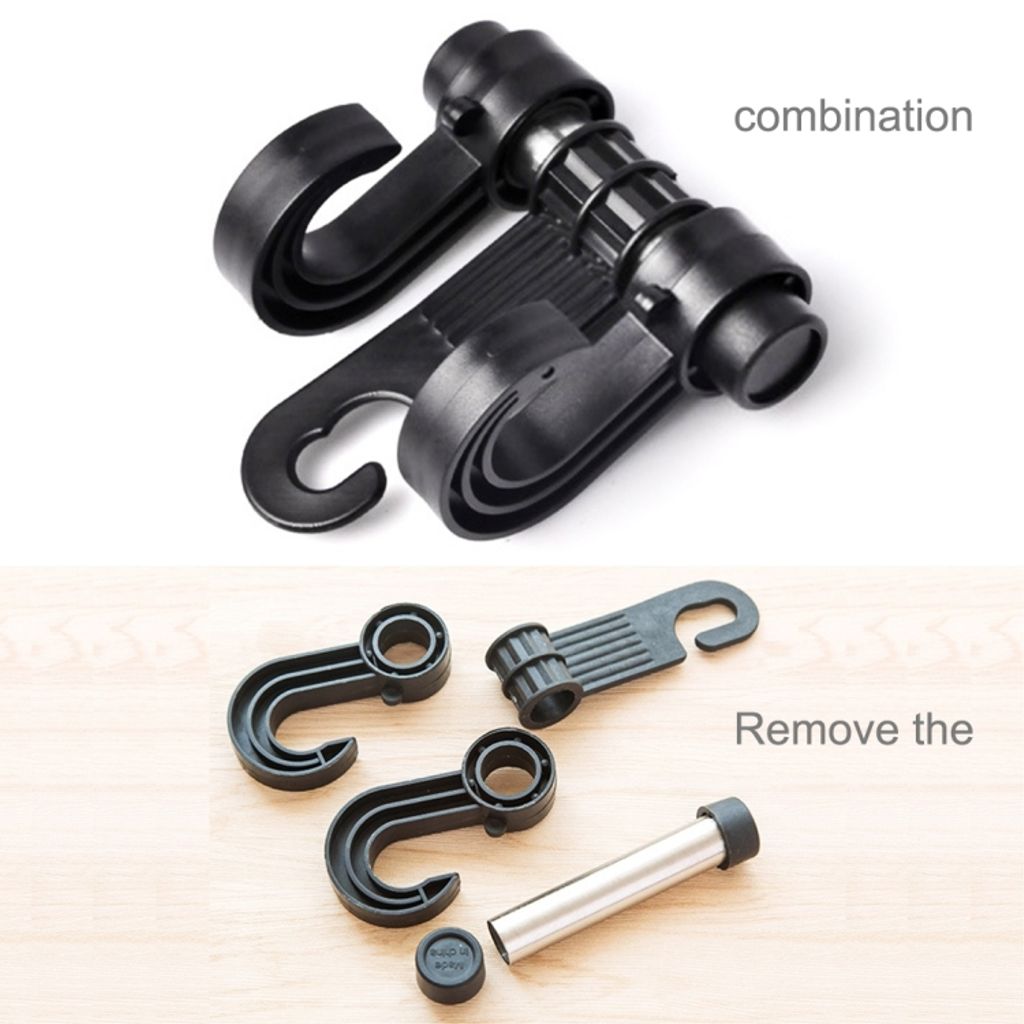 KANEED bilsete hodestøtte dobbel krok, 2 stk – svart