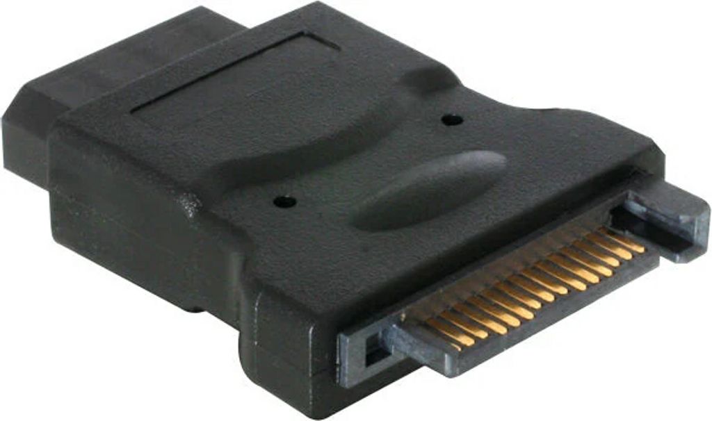 Strømadapter 15-pin SATA hann til 4-pin Molex hunn – Svart