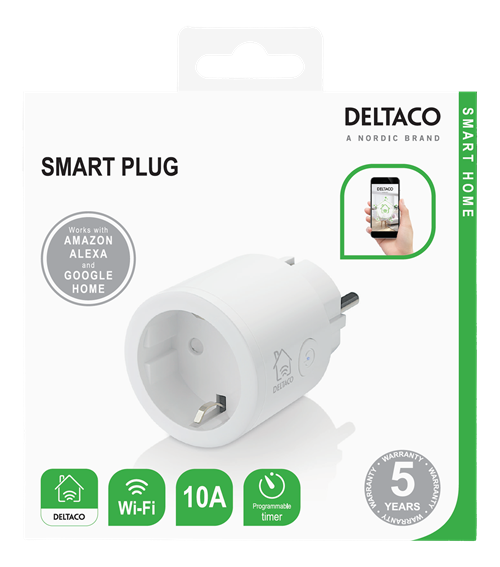 Deltaco Smart Home Smart WiFi Plug 2,4GHz, 10A, 220-240V