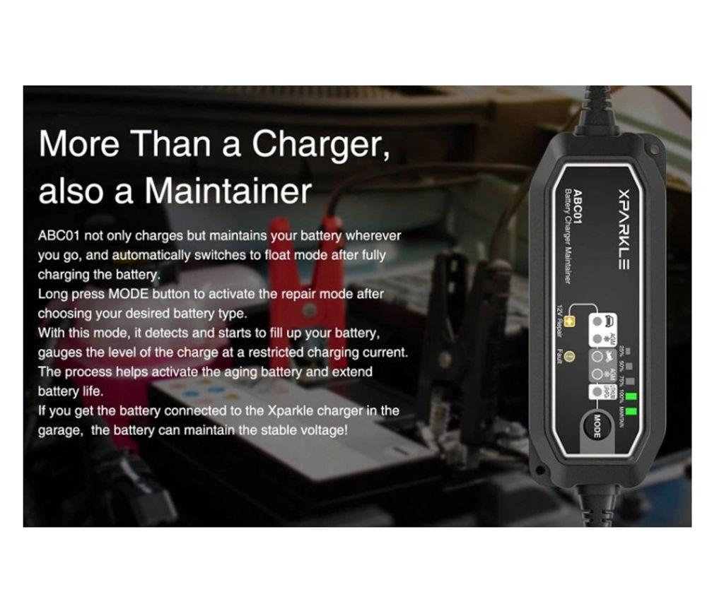 Xparkle ABC01 12 V:n akkulaturi, automaattinen - 230 VAC