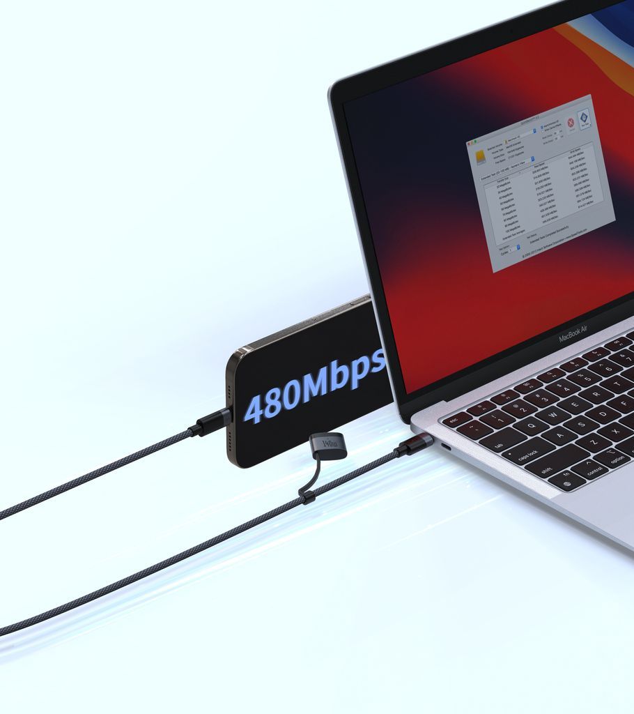 Hurtiglader 100W + USB-C-kabel for MacBook Pro og Air Magsafe 3 T-type
