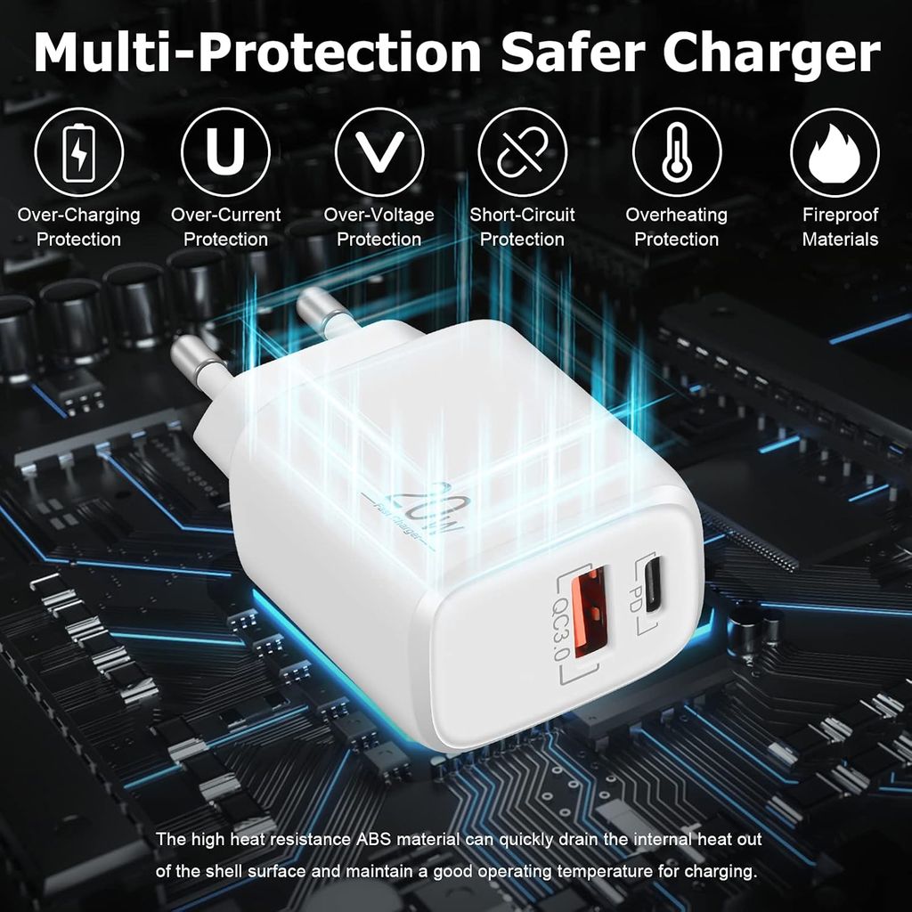 SiGN GaN Hurtiglader USB-C/USB-A 20W PD - Hvit