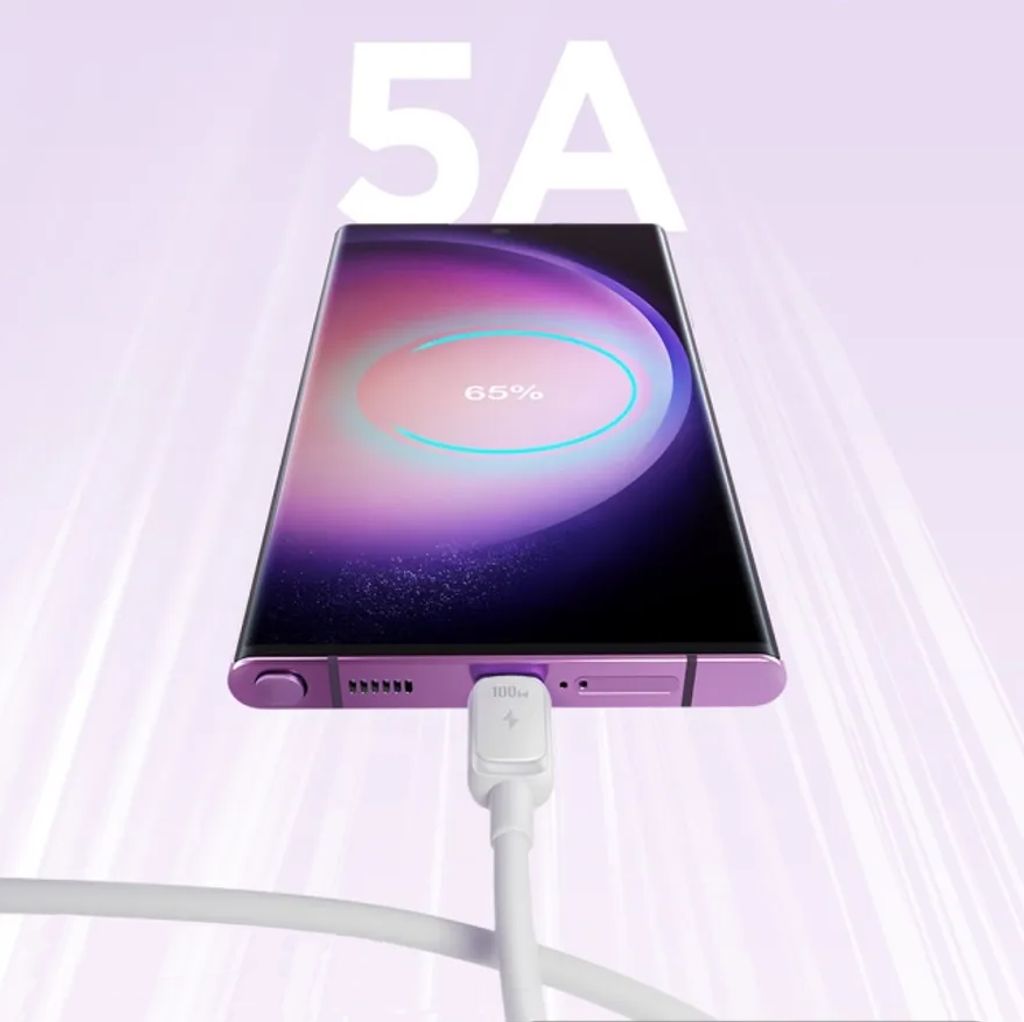 Extrem Snabbladdare till Samsung Galaxy S26/S26 Plus/S26 Ultra med USB-C Kabel 65W PD - Vit