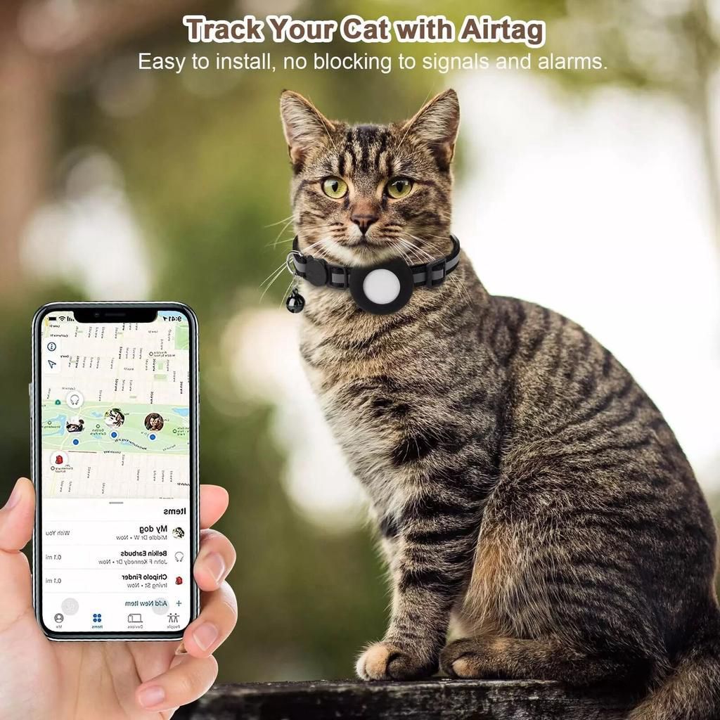 Apple Airtag 2nd Gen + AirTag-panta kissoille ja pienille koirille - musta