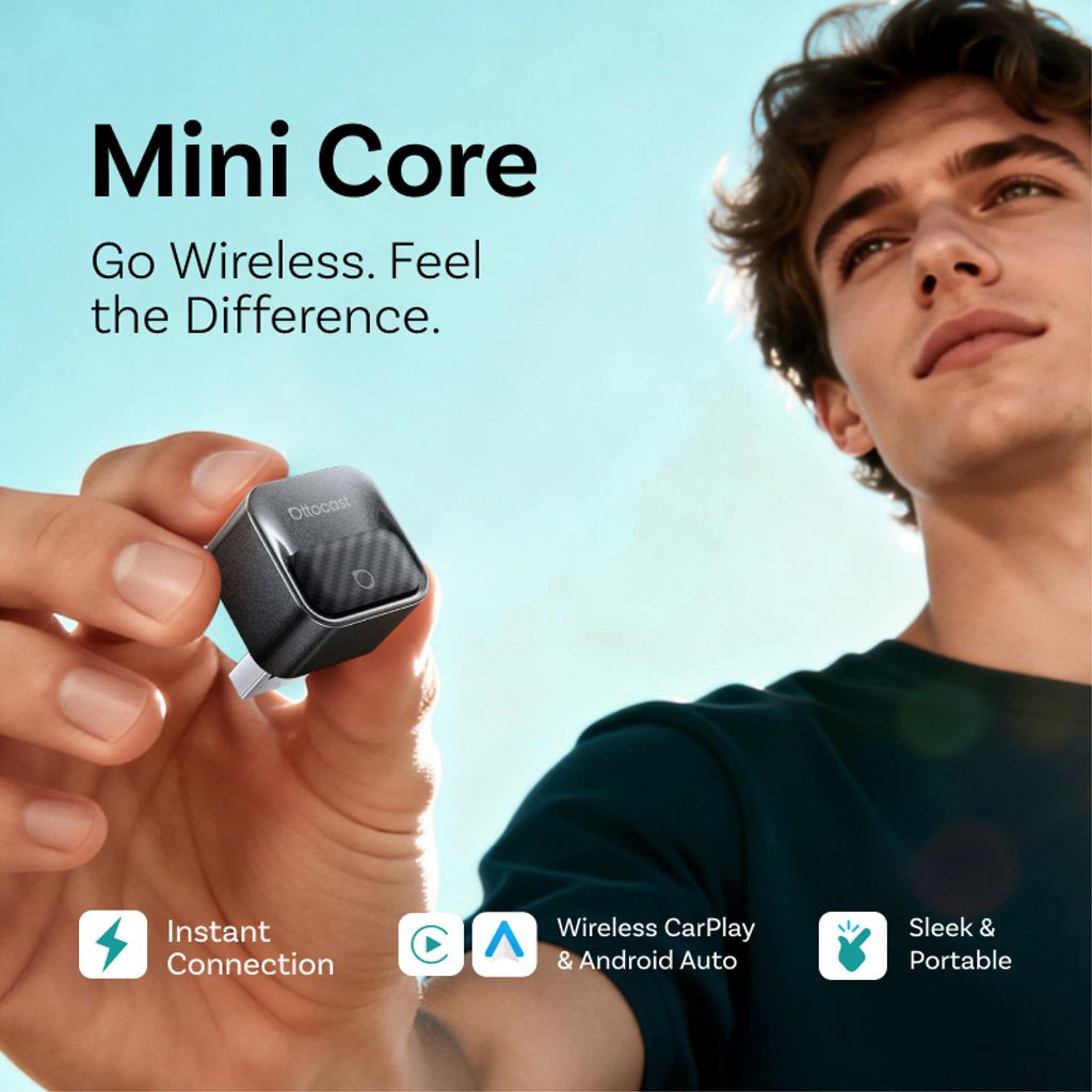 Ottocast 2-i-1 Mini Pico – Trådløs CarPlay og Android Auto-adapter – Svart