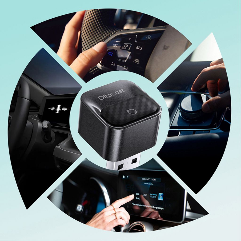 Ottocast 2-i-1 Mini Pico – Trådløs CarPlay og Android Auto-adapter – Svart