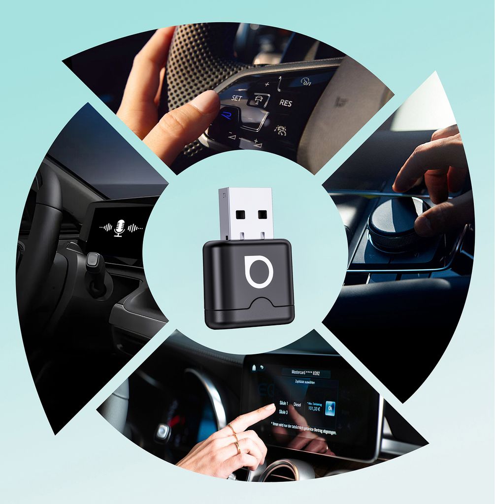 Ottocast Mini Aura 2026 trådløs CarPlay / Android Auto-adapter - Sort