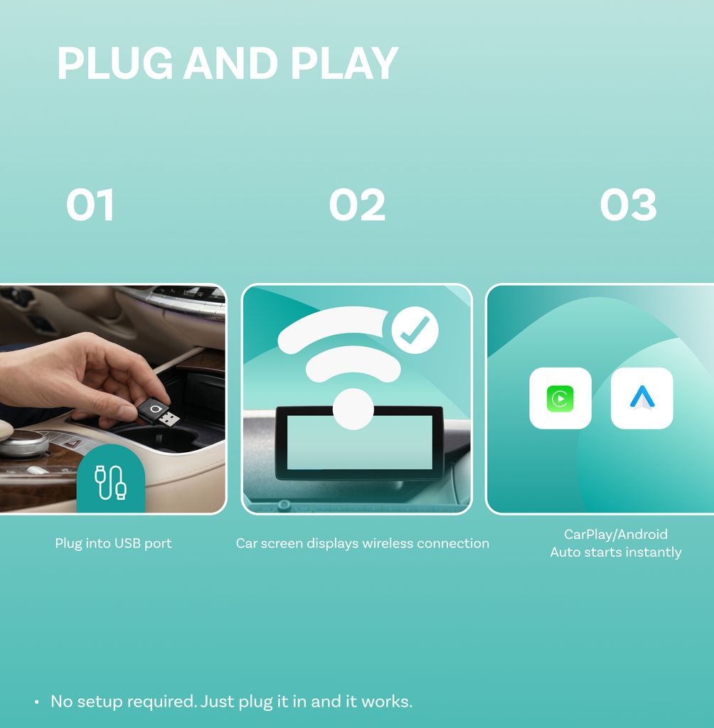 Ottocast Mini Aura 2026 trådløs CarPlay / Android Auto-adapter - Sort