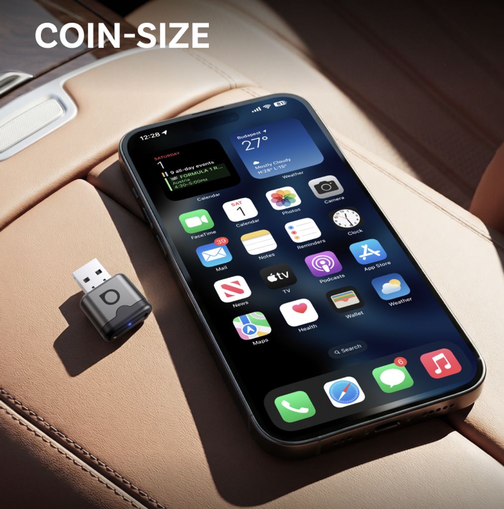 Ottocast Mini Aura 2026 trådlös CarPlay / Android Auto adapter - Silver