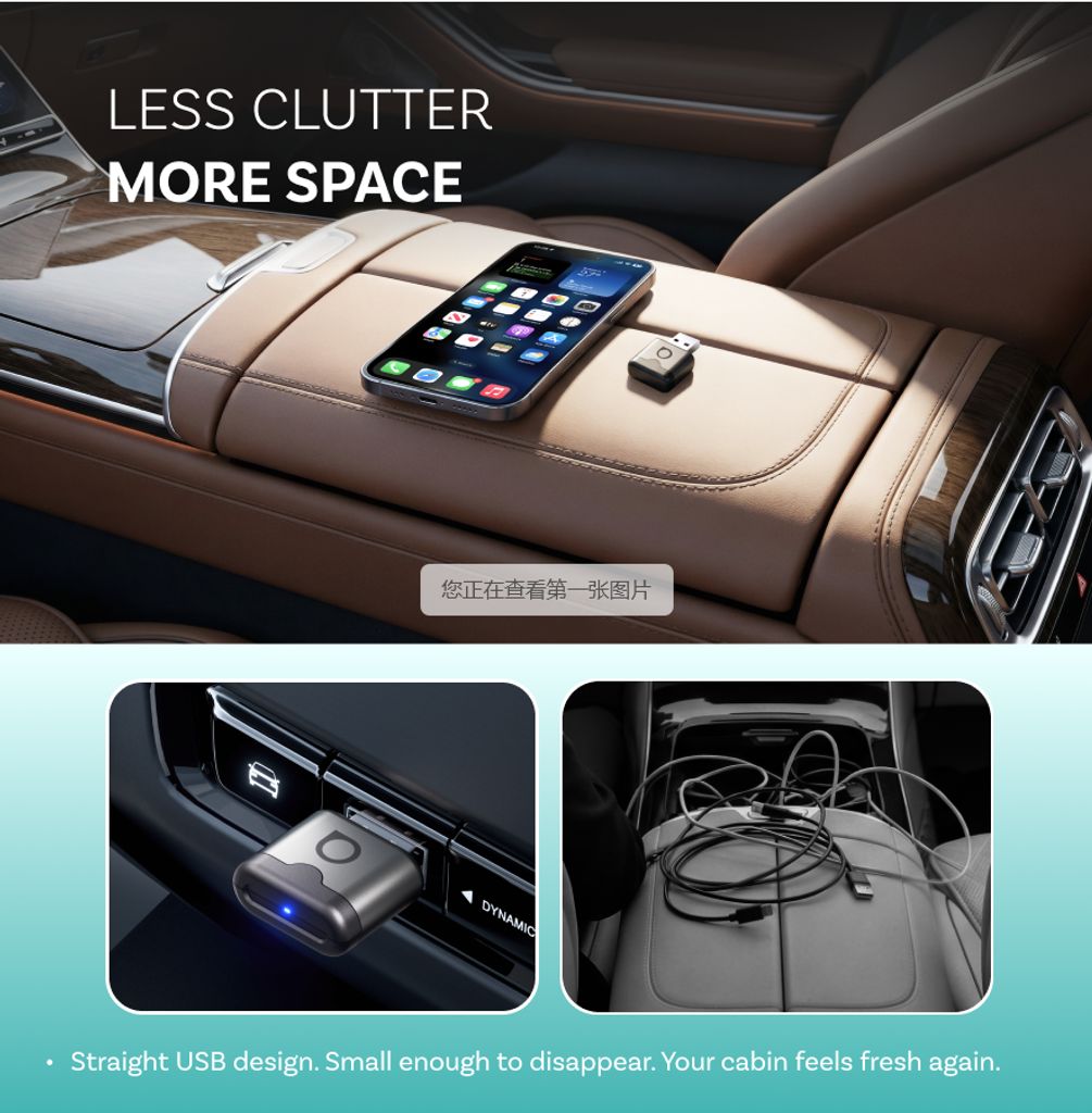 Ottocast Mini Aura 2026 trådlös CarPlay / Android Auto adapter - Silver
