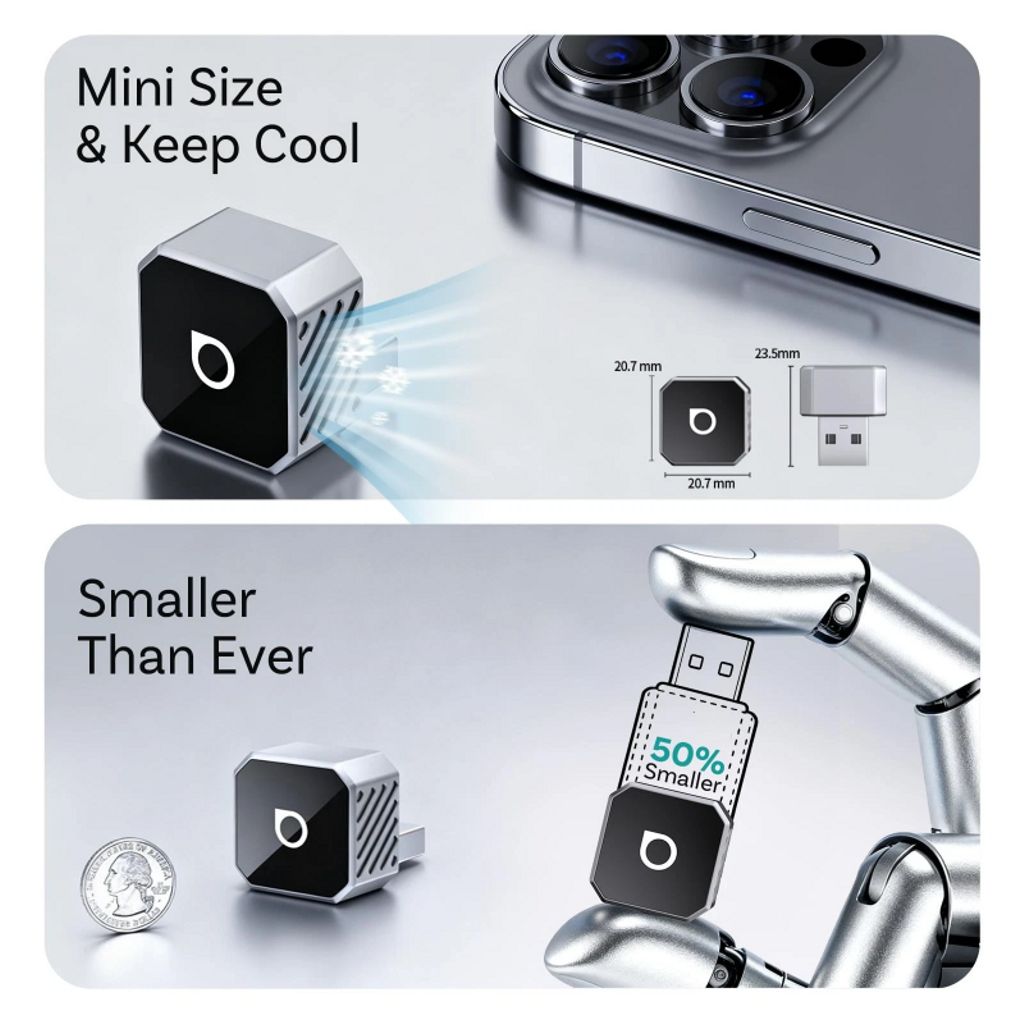 Ottocast Mini Cube trådløs CarPlay / Android Auto-adapter - Sølv