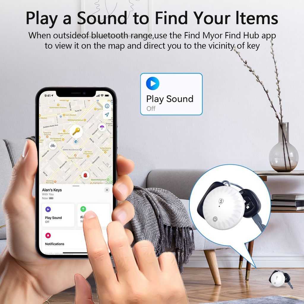 SiGN Location Finder Smart Tag Bluetooth-tracker med fodral och nyckelring – vit