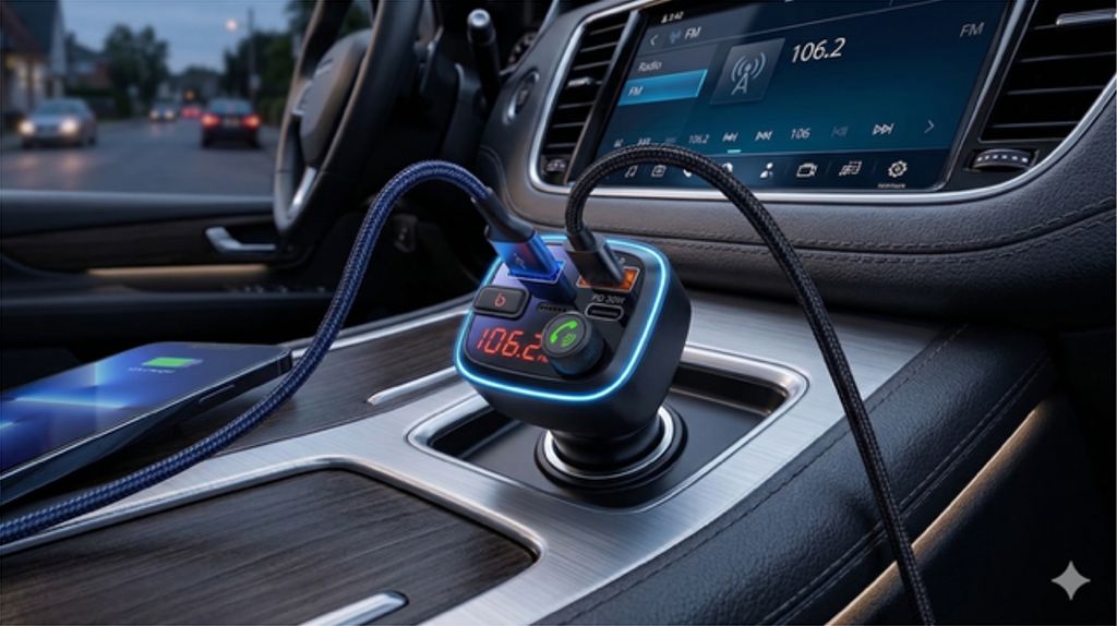 SiGN FM-lähetin ja autolaturi 48W, 2x USB-A/1x USB-C 30W PD