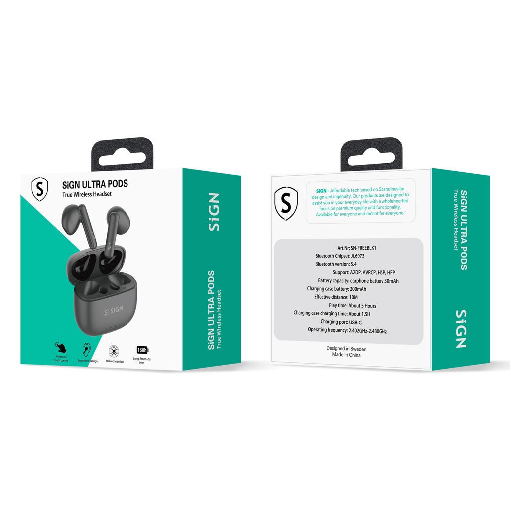 SiGN Ultra Pods trådløse hodetelefoner - svart