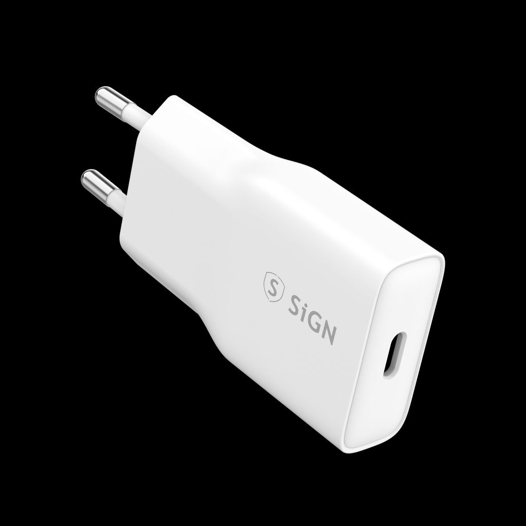 SiGN GaN Pikalaturi USB-C PD & Q.C3.0 20W – Valkoinen