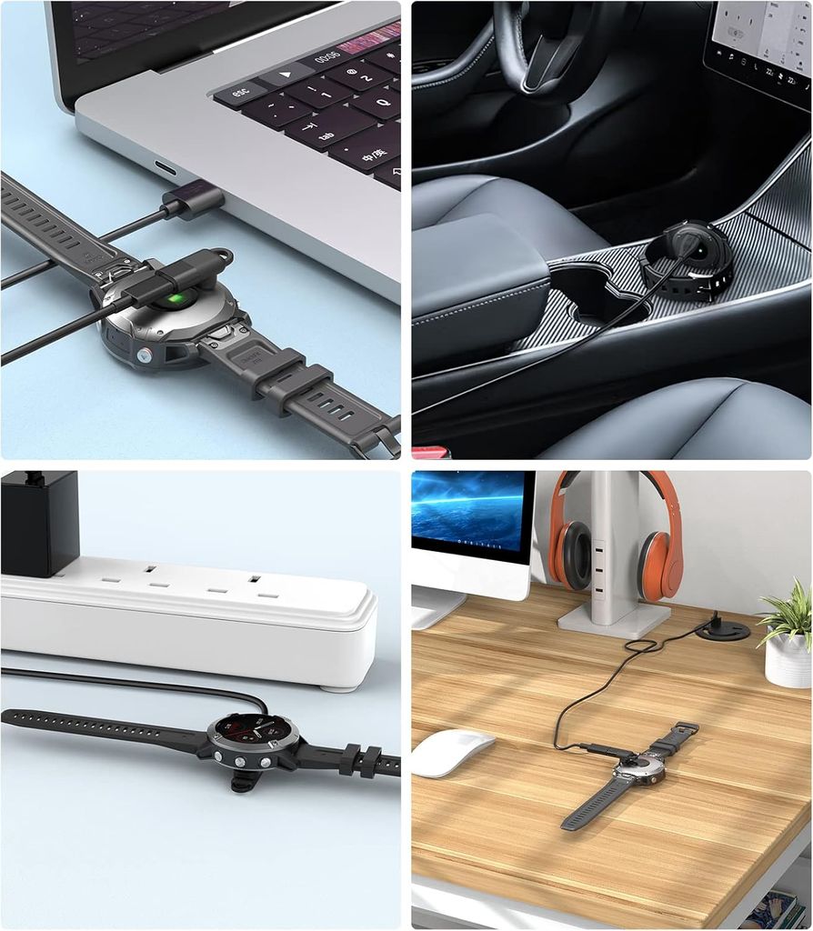SiGN USB-C laddningskabeladapter & Snabbladdare 20W för Garmin Smartwatch - Svart